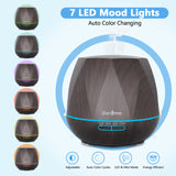 550ml Remote Essential Oil Diffuser, Dark Wood