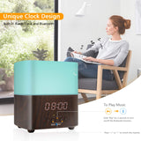 Alarm Clock Essential Oil Diffuser With Bluetooth Speaker Dark Wood - DAROMA LIFE